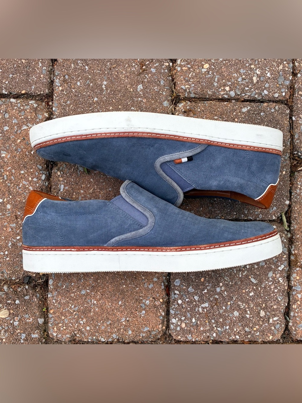 Size 12 - Allen Edmonds Alpha Suede  Slip On Shoes Blue / Denim Denim Mens